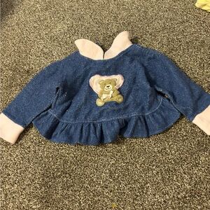 Blue and Pink Kids Jacket with Bear Design